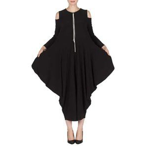 JOSEPH RIBKOFF JUMPSUIT - SIZE 12 - BLACK WITH WHITE PIPING